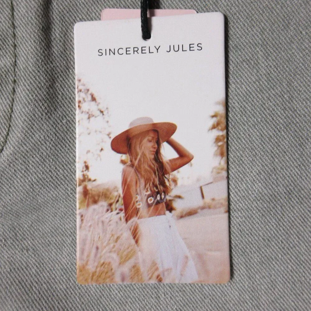 SINCERELY JULES High Rise Pale Green Denim Jean Shorts‎ 13/30 Cut Off Jorts NWT